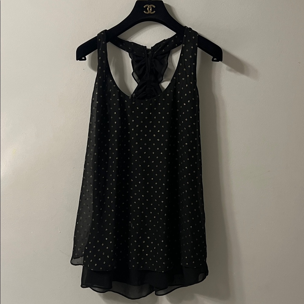 Bisou Bisou Chiffon Lined Ruffle Back Top
